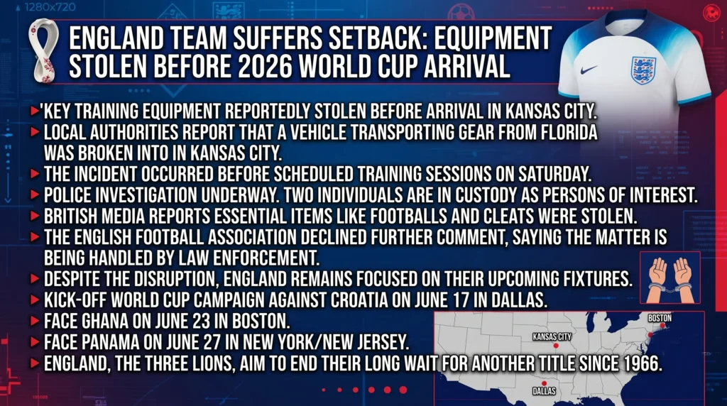 England World Cup equipment theft