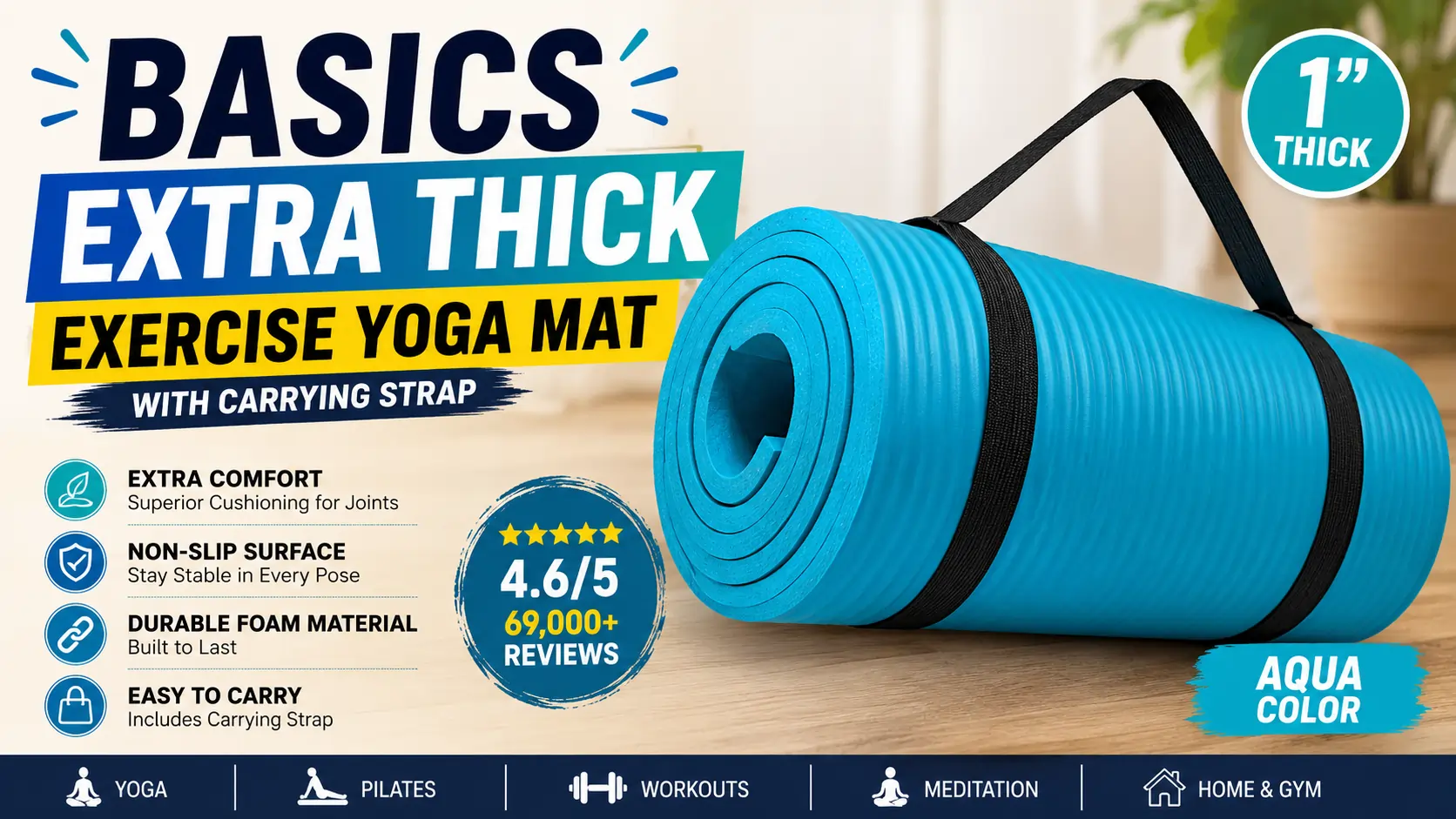 Yoga Mat with Carrying Strap